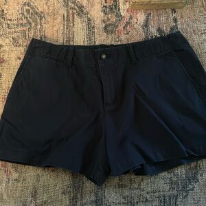 Navy blue shorts.